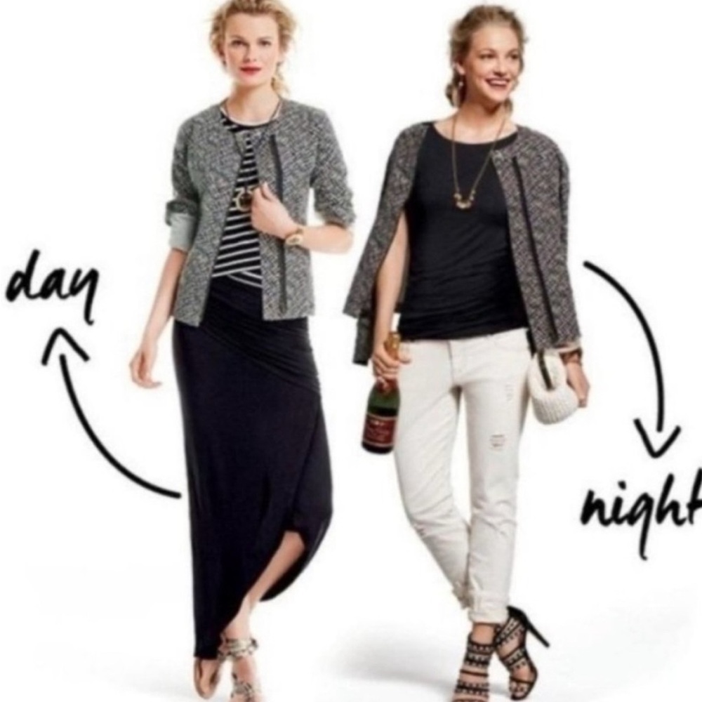 CAbi Cliffside Moto Black and White Blazer Style 5099 -Size Medium